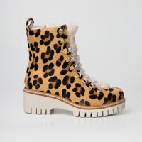 Леопардовые меховые ботинки на шнуровке Арт. Brenda 2315463A/22 animalier CAPPUCCINO