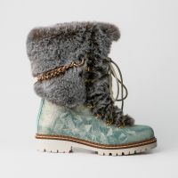 Зеленые сапоги из кожи и искусственного меха Арт. Irina 2615400C/2 NAVY