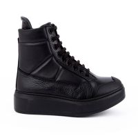 Черные кожаные мужские сапоги на шнурках и замке Арт. 7262